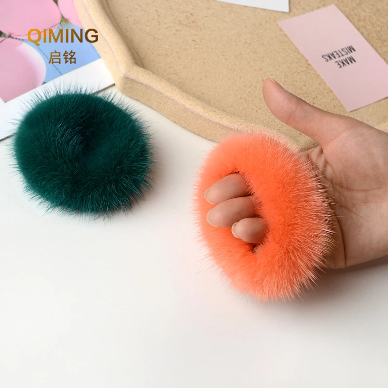 100% Real Mink Fur Hair Rope Women Accessory Flurry Headband Hair Ties Holder Elastic Highgrade Luxury Fashion Hair Ring