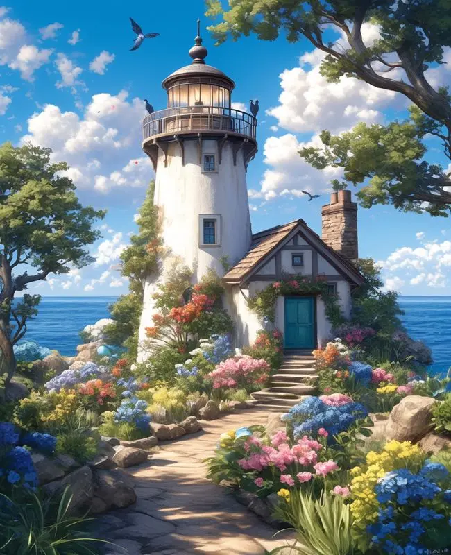 

Jigsaw Puzzles 1000 Pieces Lighthouse Scenery Puzzle Games Family Fun Floor Puzzles Educational Toys for Kids