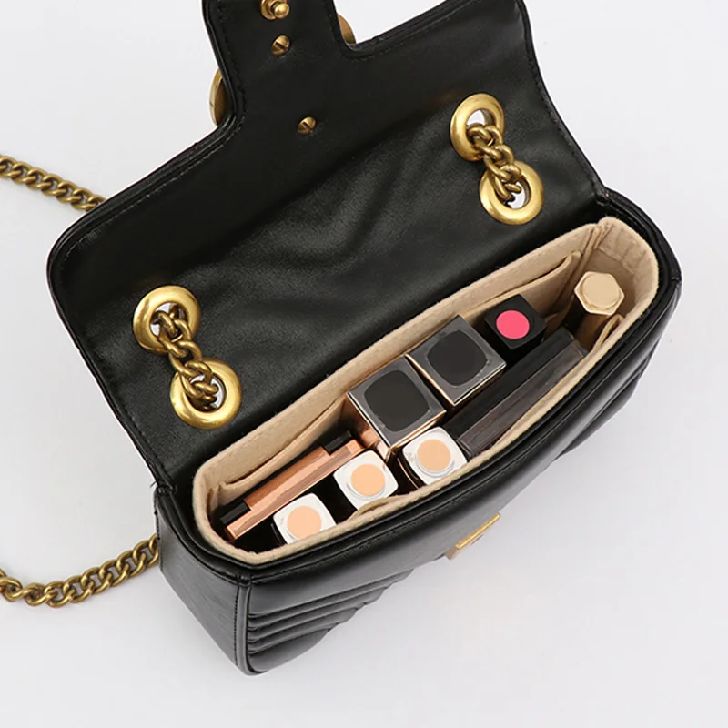 New Women Felt Cloth Bag Liner Multi-functional Travel Insert Bag Makeup Organizer Shape Lined Bag Super Cosmetic Bags