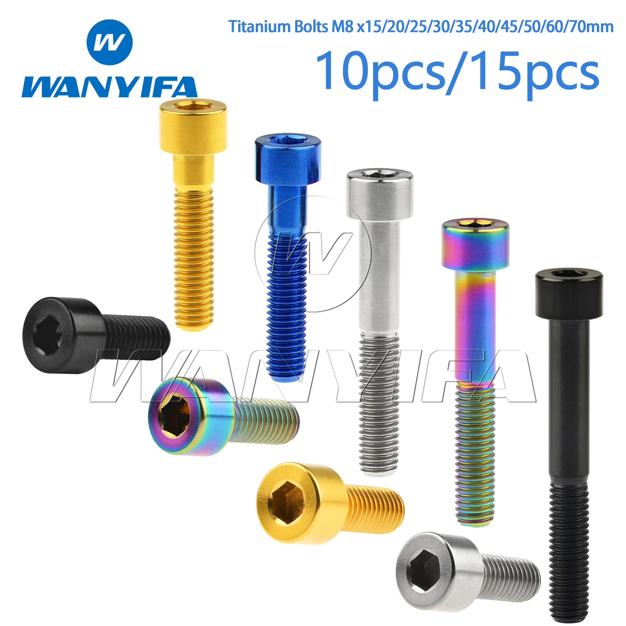 

Wanyifa Titanium Bolts M8 x15/20/25/30/35/40/45/50/60/70mm Allen Key Head Bolt Screws for Bicycle Motorcycle Car 10/15pcs