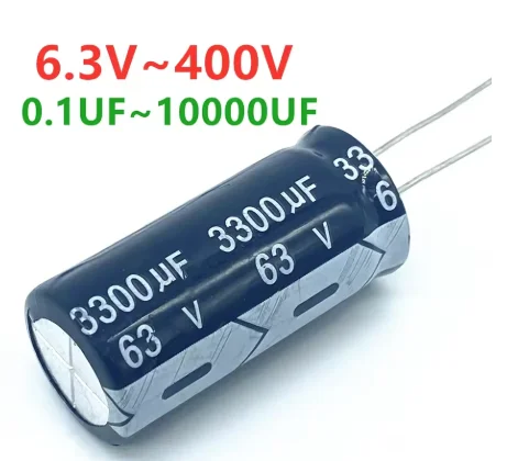 

Aluminum Electrolytic Capacitor 6.3V 10V 16V 25V 35V 50V 63V 100V 400V 450V 47UF 100UF 220UF 330UF 470UF 680UF 1000UF 1500UF 20%