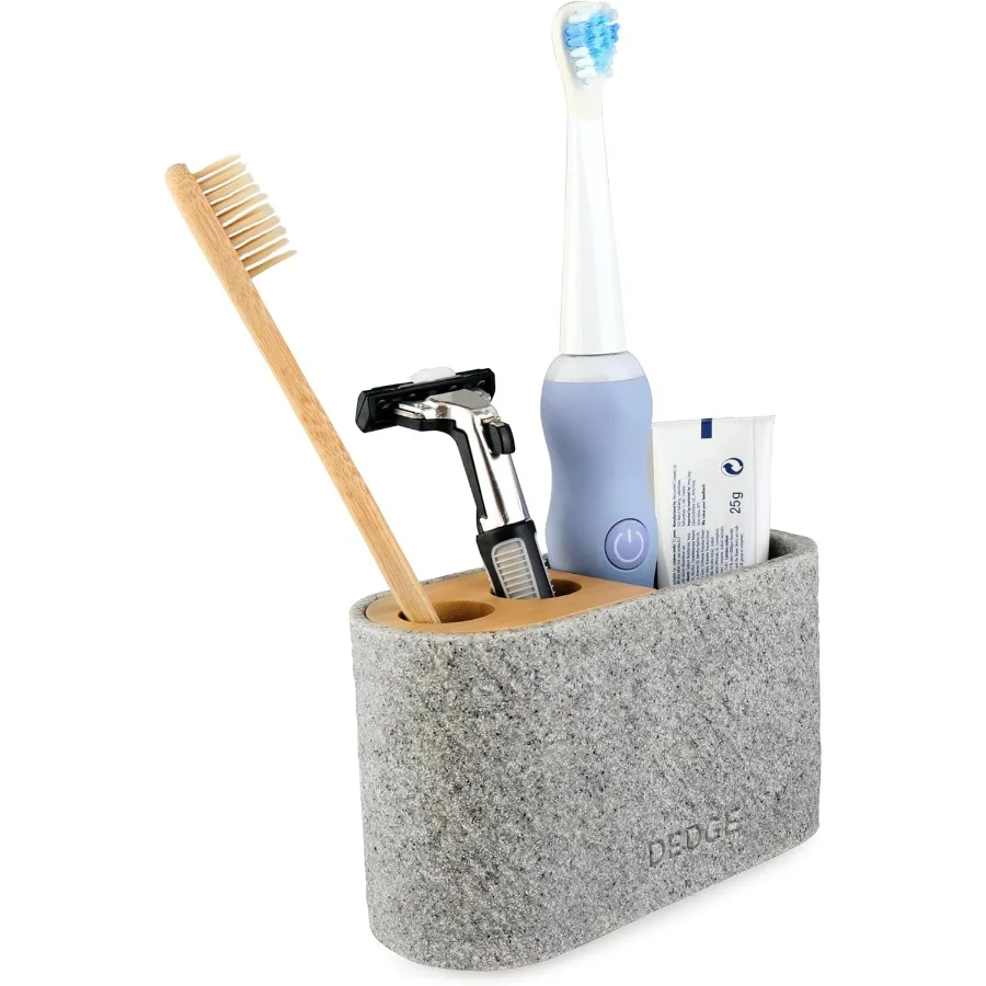 

3 Slots Bamboo Toothbrush Holder Electric Toothbrush Holder and Toothpaste Holder for Bathroom Countertop Accessories StorageTo