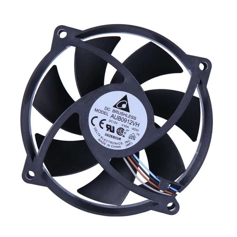 pa  Original Delta Dual Ball Bearing AUB0912VH 9025 9225 90MM 9CM 90*90*25MM Circular Cooling Fan For 775 CPU 12V 0.6A 3PIN 4PIN