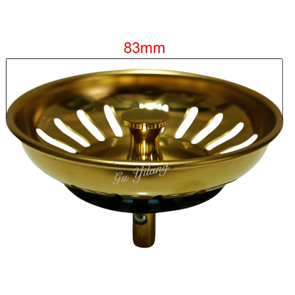 GYL 8.3cm Golden Color Kitchen Sink Plug with Spring Steel Ball Sink Filter Sink Drainer Stopper Gold Strainer 3-1/2 strainer