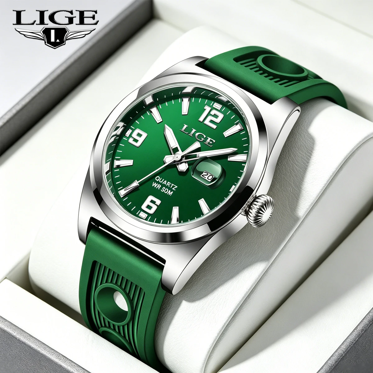 

LIGE Fashion Mens Watches Top Brand Luxury Sport Waterproof Watch Men Silicone Automatic Date Military Wristwatch Montre Homme
