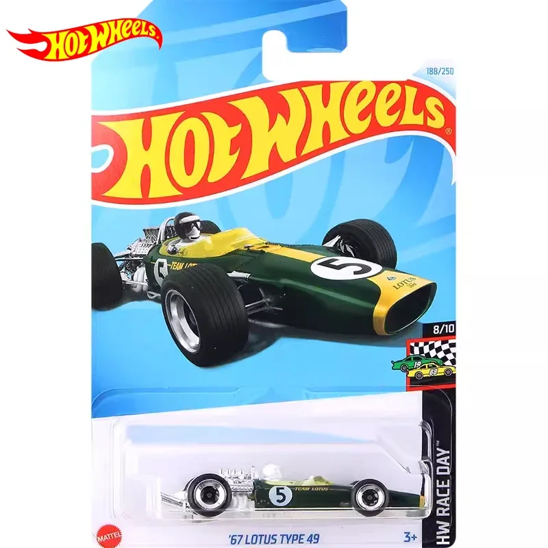 Coche de ruedas Hot Wheels 67 para niños, 24L Original de juguete, tipo Lotus 49, vehículos fundidos a presión, modelo de Metal HW Race Day, regalo