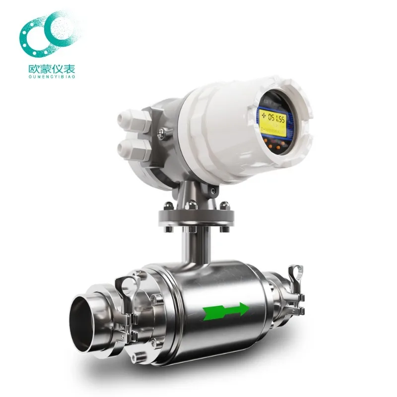 Digital Magnetic Flowmeter SUS316L Stainless Steel Liquid Flow Meter For Drinking Water Milk Coffee Edible Beverage Measurement