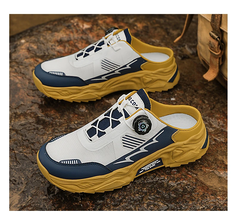 Herren Koreanische Lässige Atmungsaktive Freizeitschuhe Sommer Weichsohlige Rutschfeste Jugend-Halbslipper mit Drehbaren Schnürsenkeln Sport-Trendschuhe – Detail 18