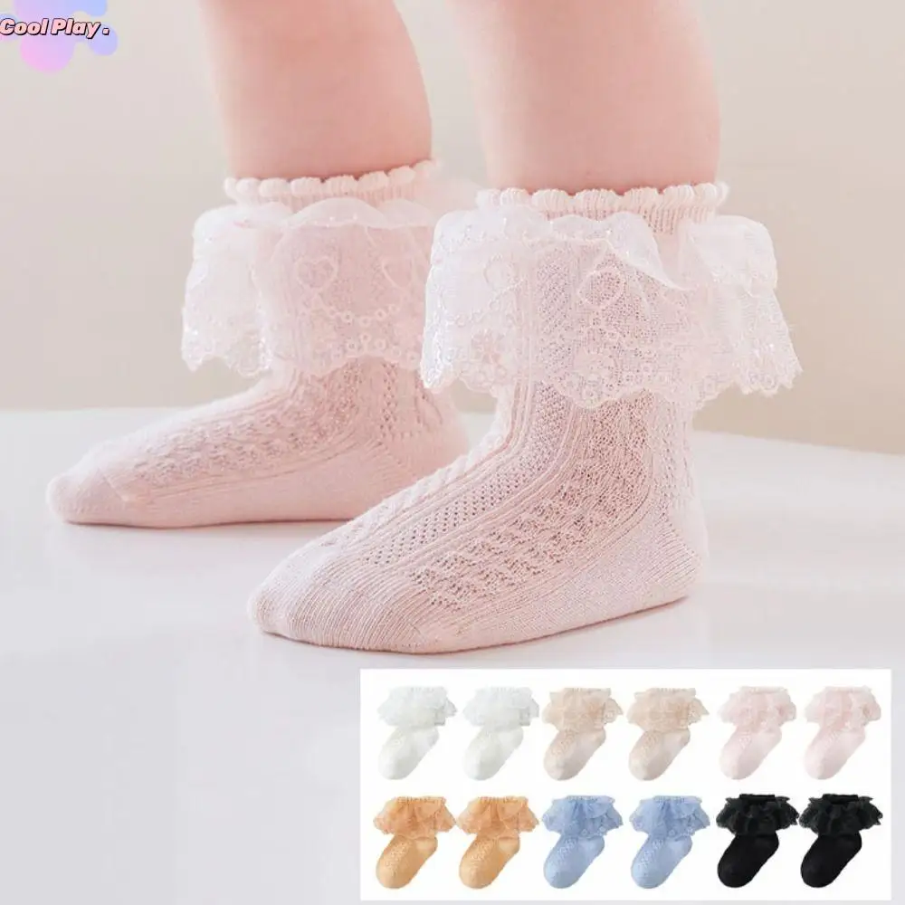 

3 пары милых кружевных детских носков в стиле Лолиты, милые чулочно-носочные изделия, детские хлопковые носки, короткие детские носки принцессы для малышей, осень-весна