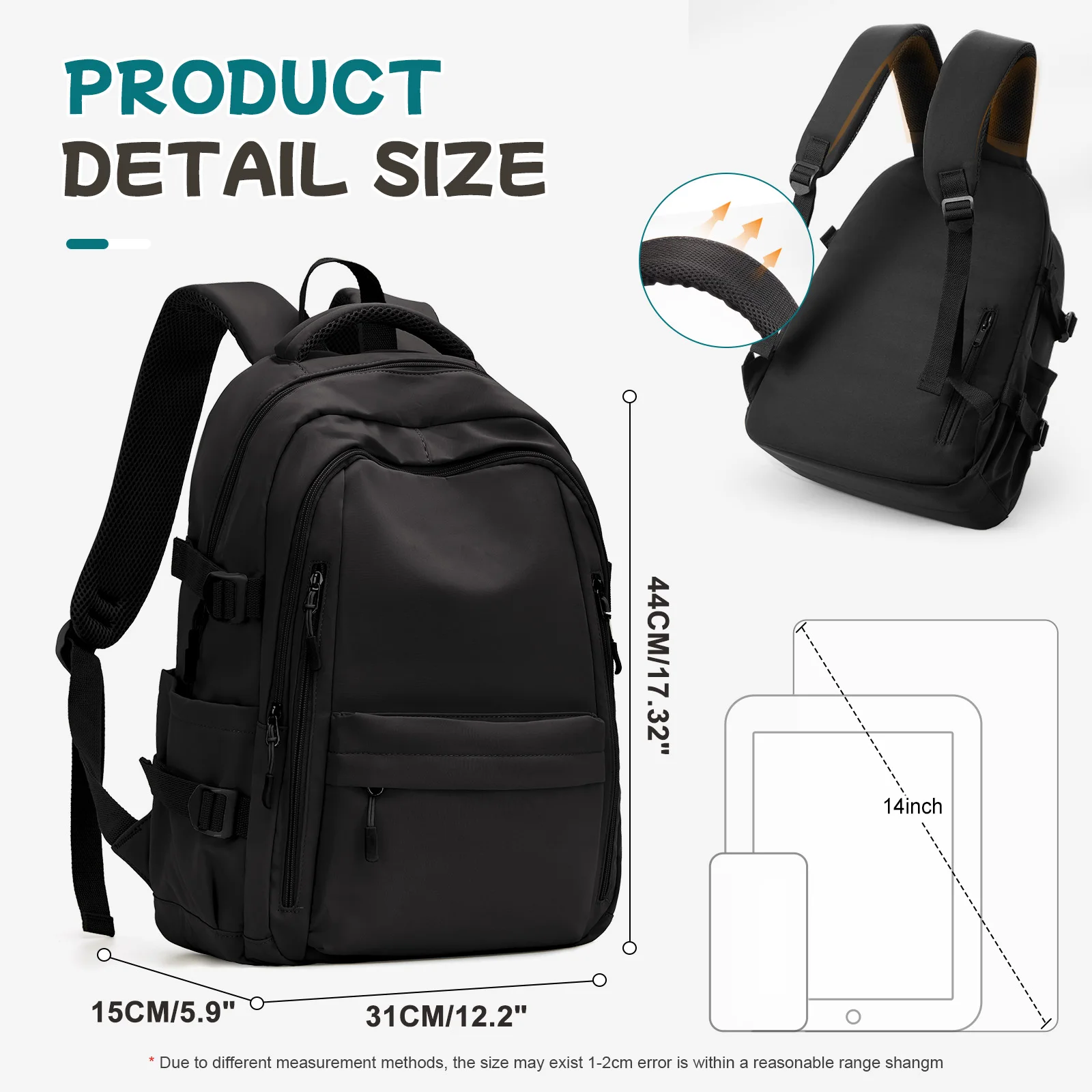 Simple Children Schoolbag Bookbag, High School College Student Black School Backpack for Women, Laptop Bookbag for Girls Boys