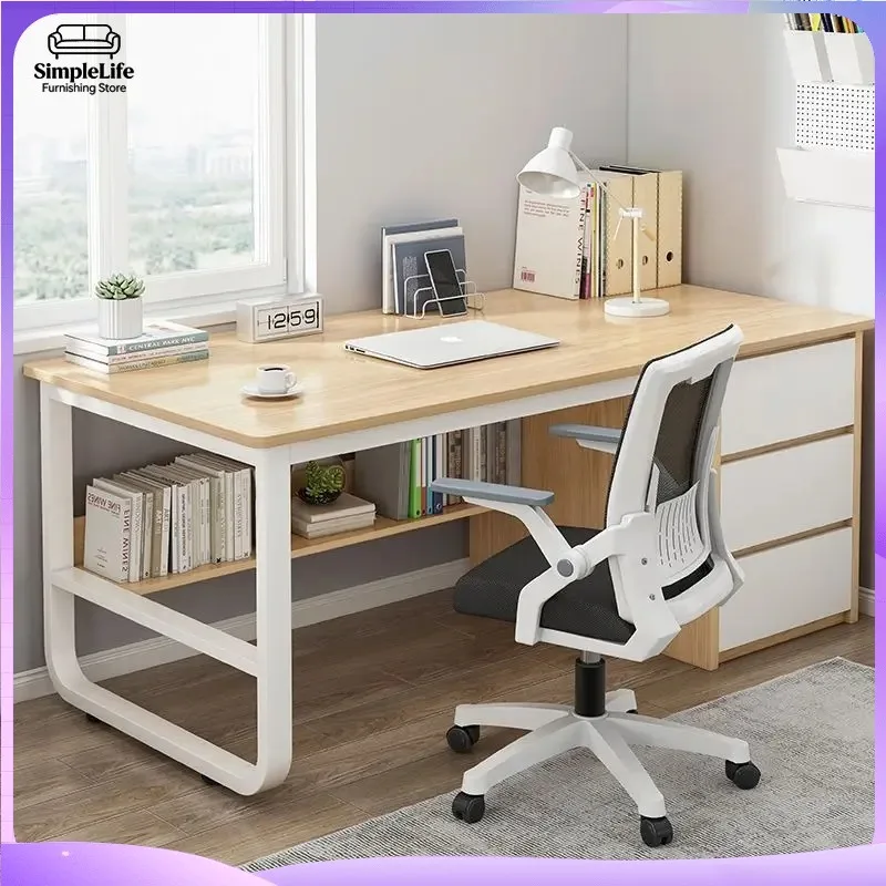 Modern Minimalist Computer Desk for Home Office Study Room Small Space Bedroom Workstation Adjustable Height Writing Table