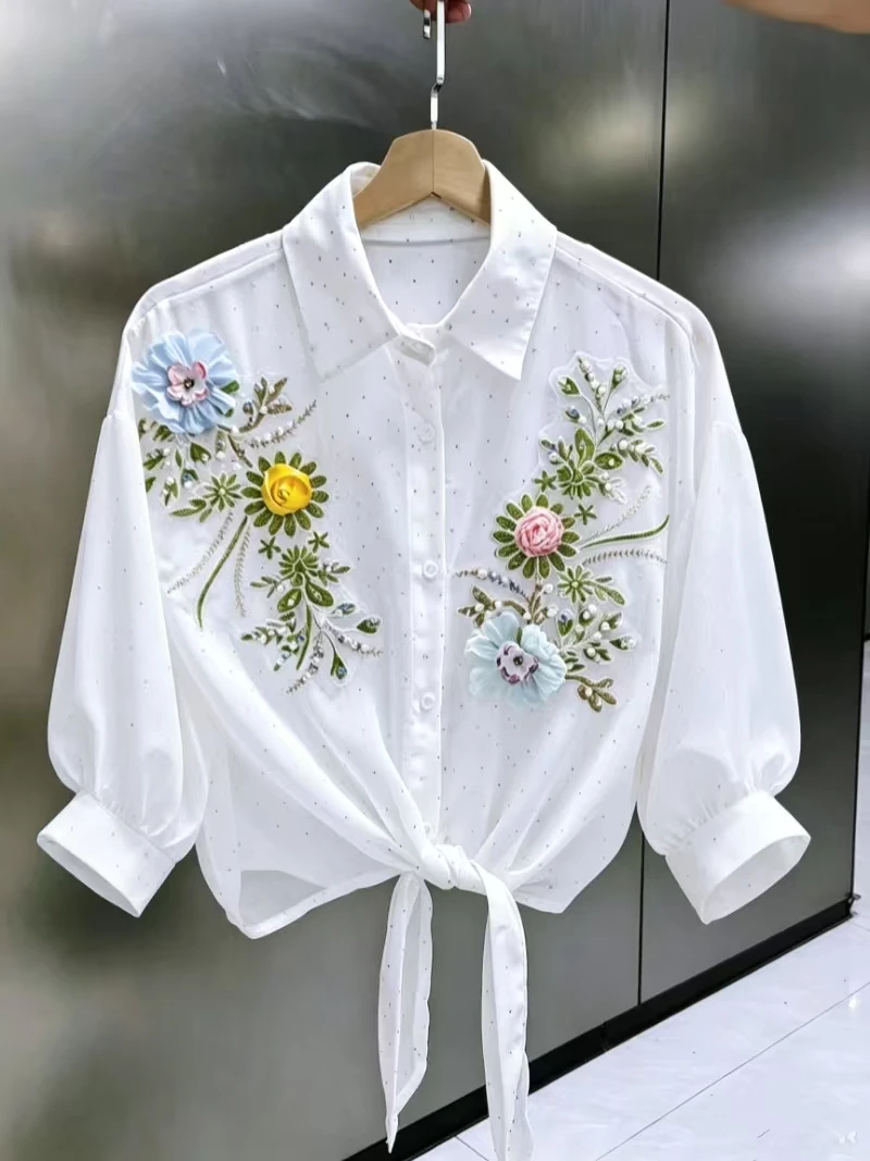 High-end Full Body Sparkle Sequins Sunscreen Blouses Shirts for Women Cardigans Spring Summer Crop Top Party Shirt Clothes