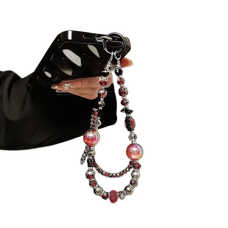 الفاخرة الراقية عين القط كريستال مطرز مزدوج قضية الهاتف المحمول قلادة سلسلة اليد مجوهرات عصرية الإكسسوار للهواتف الذكية #6