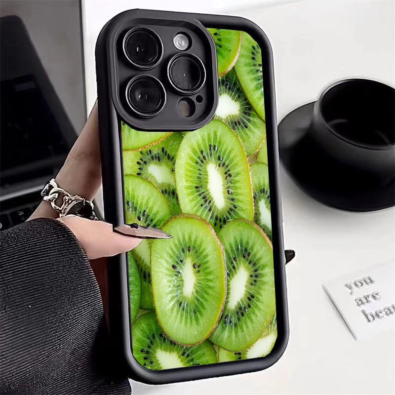 Capa de telefone móvel estilo coreano fruta INS, capa fofa dos desenhos animados para iPhone 16 15 14 13 12 11 Pro Max X XR XS Max 7 8 Plus Mini Y2K