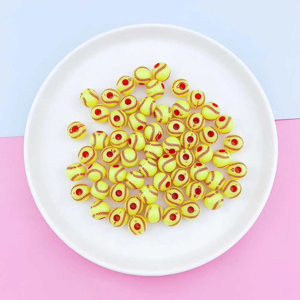 

200Pcs Yellow Baseball Beads Loose Beads DIY Jewelry Making Accessories Bracelet Necklace Craft Charms DIY Jewelry Accessories