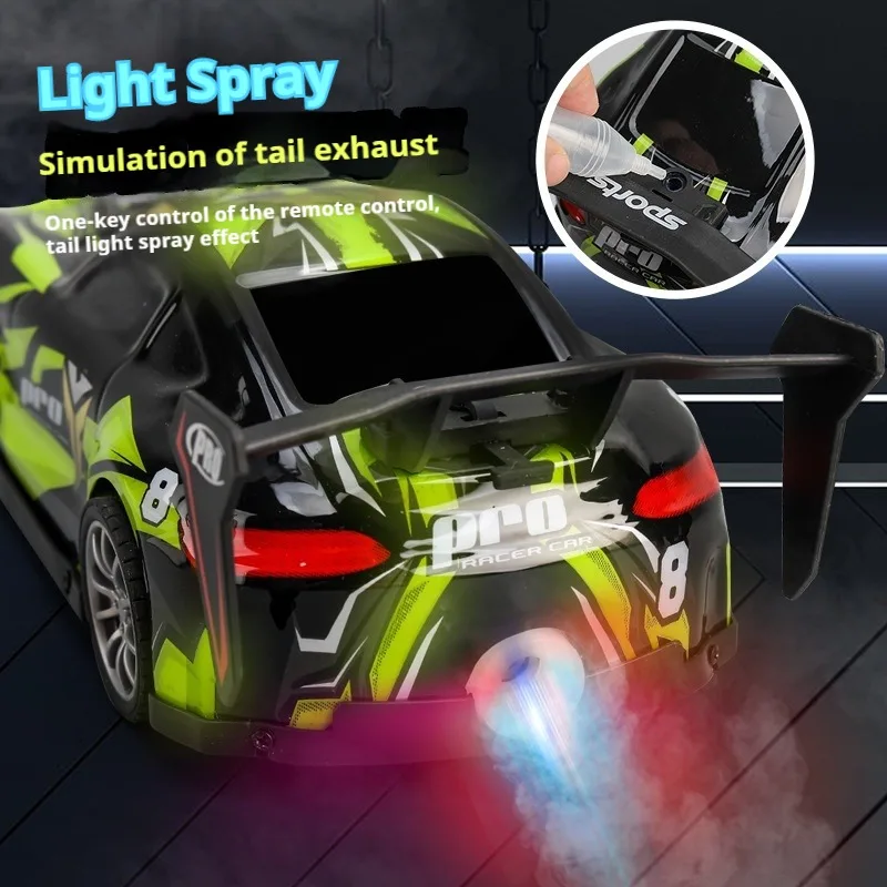 Simulation 28cm neue 2,4g Fernbedienung Auto Spray Drift Sportwagen coole leichte Musik Spray High-End-Kinderspiel zeug Urlaub Geschenk box