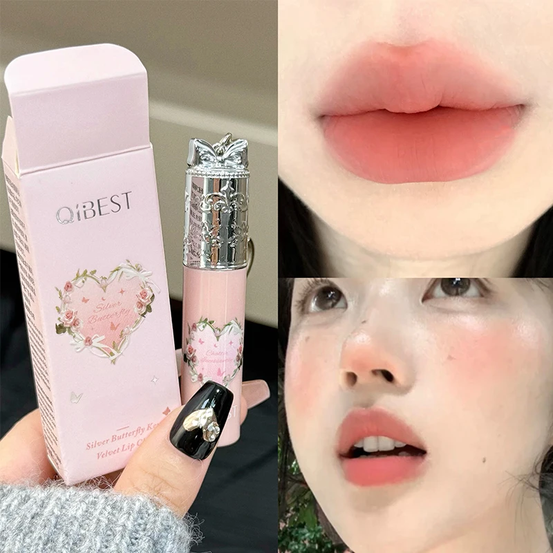 Qibest 4 Colors Velvet Lip Mud Matte Finish, Skin-Tone Enhancing Lip Tint, Versatile Nude Makeup, Budget-Friendly for Students