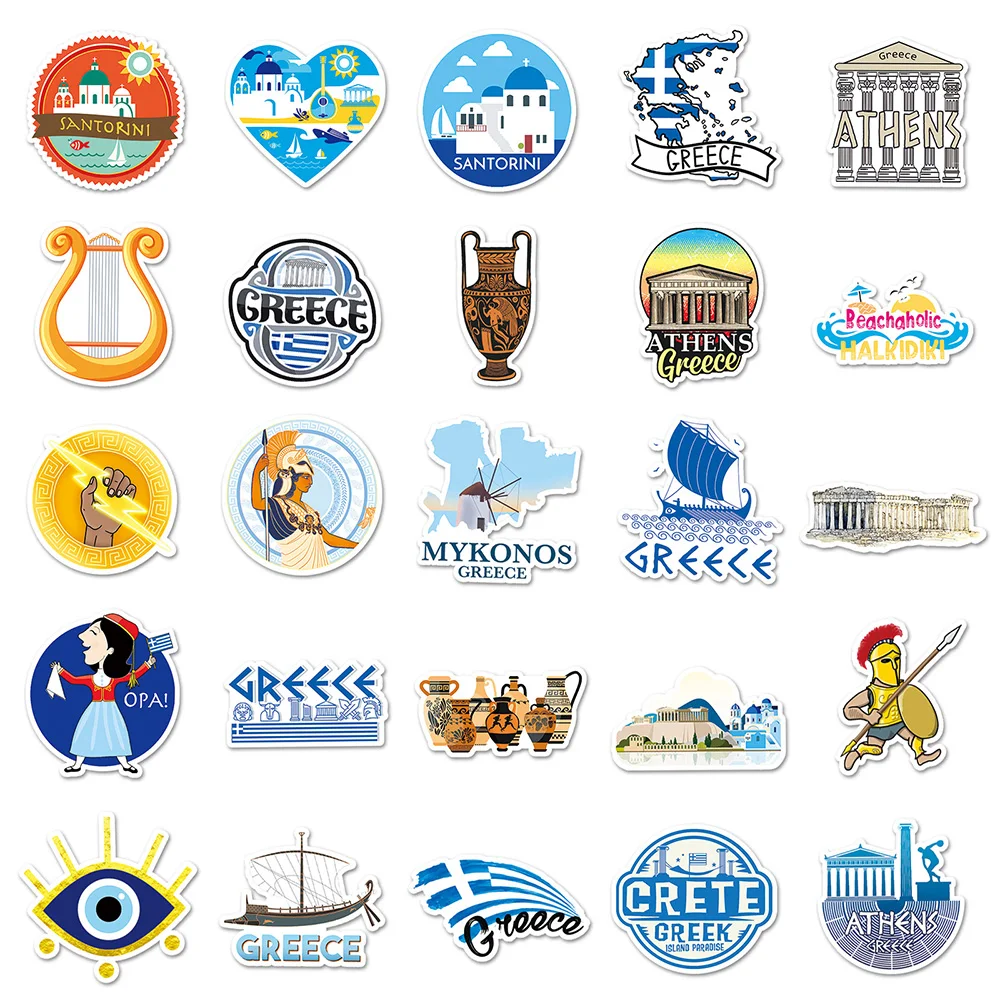 10/30/50PCS Aesthetics Greece Travel Stickers Graffiti Decoration Suitcase Scrapbooking Laptop Phone Stationery Kid Toy Sticker