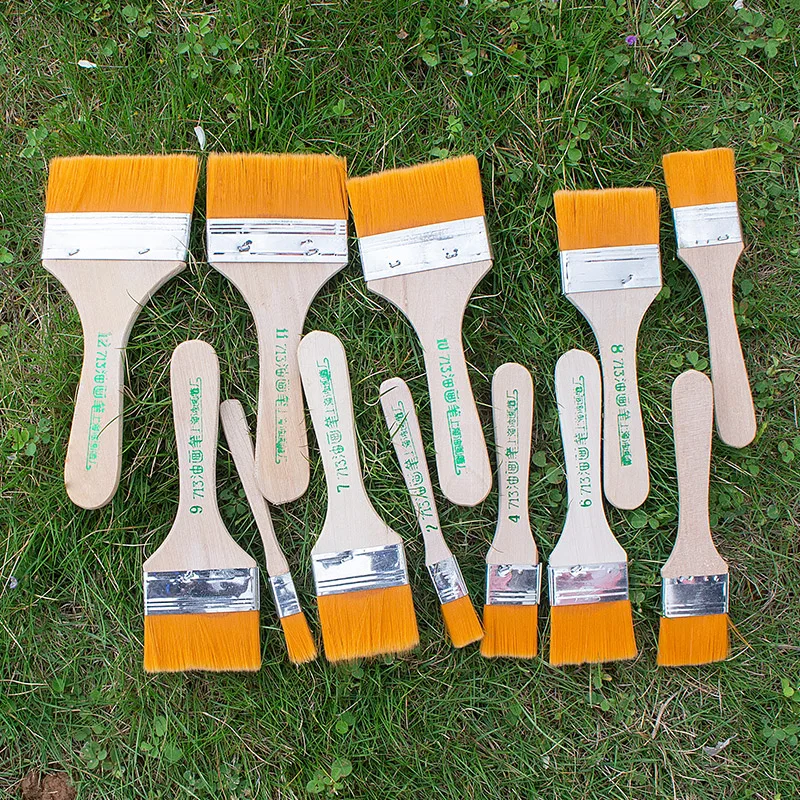 Imagem -06 - Oil Paint Brush Memory Nylon Paint Brushes Conjunto For Acrylic Oil Drawing Watercolor Wooden Painting Brush Tools Art Supplies 10 Pcs