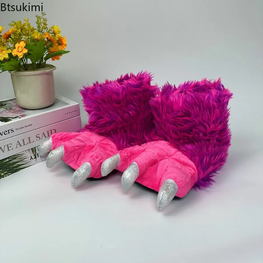 2026 New Men's Women's Same Style Indoor Animal Claw Slippers Autumn and Winter Creative Monster Shaped Home Warm Cotton Shoes