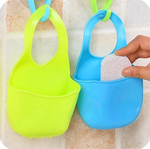 Kitchen Bathroom Sink Hanging Storage Bag Rack Holder Cartoon Soap Dish Organizer Box Sink Snap Storage Soap Sponge Container