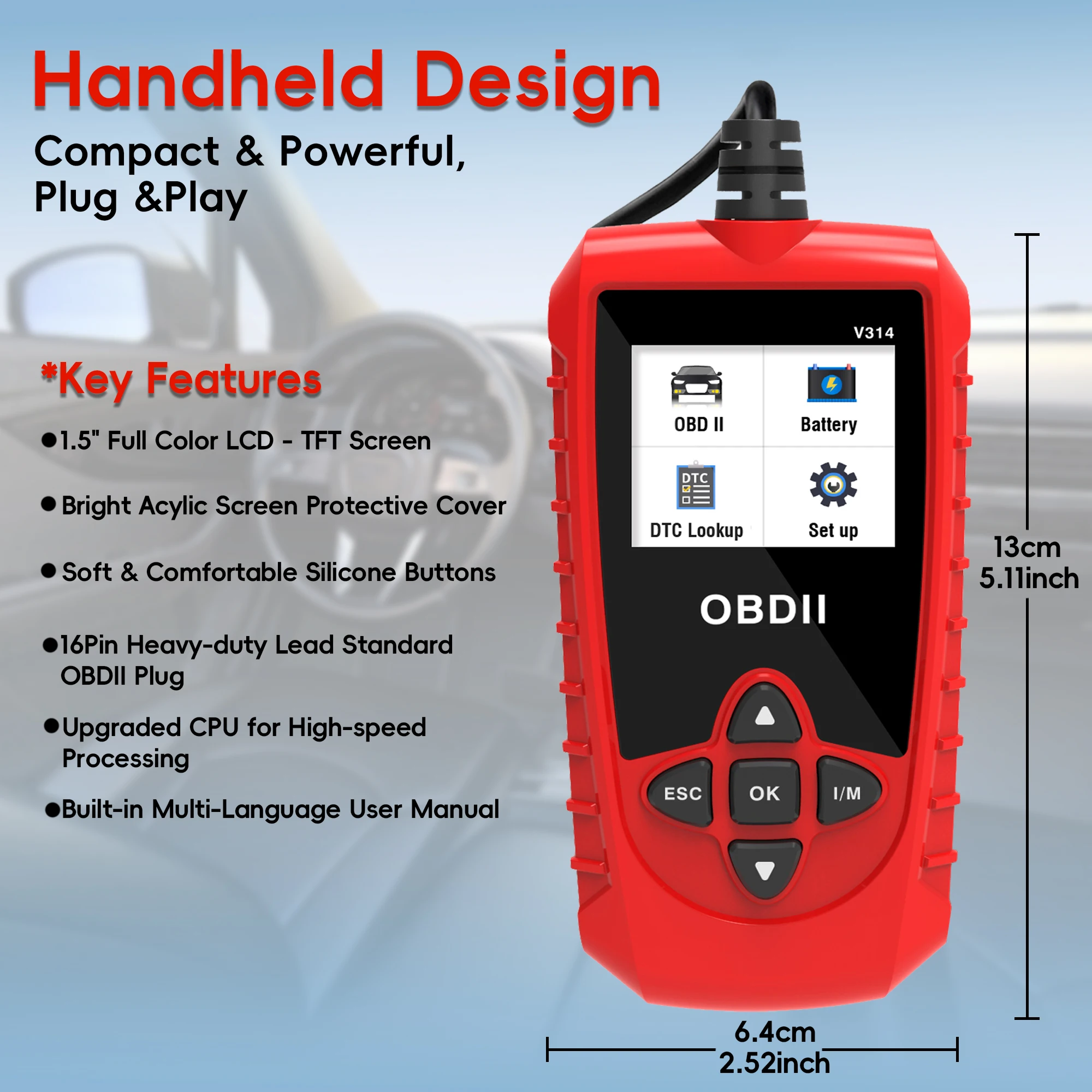 Car OBD2 Scanner Auto Check Car Engine Clear Fault Code Reader Automotive Diagnostic Scan Tester Tools Kit Color Screen
