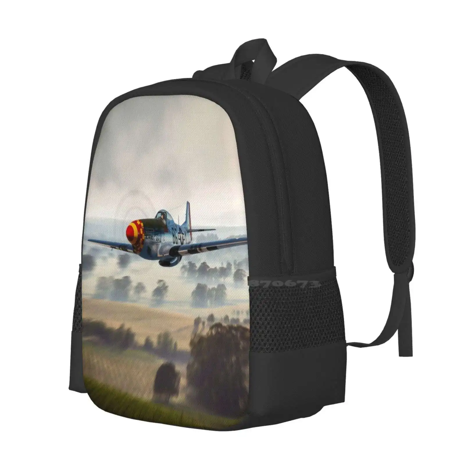 Chucks Ride 3D Print Design Backpack Student Bag Chuck Chuck Yeagers P 51 P51 Glamorous Glen Iii Usaac Usaf North American P 51