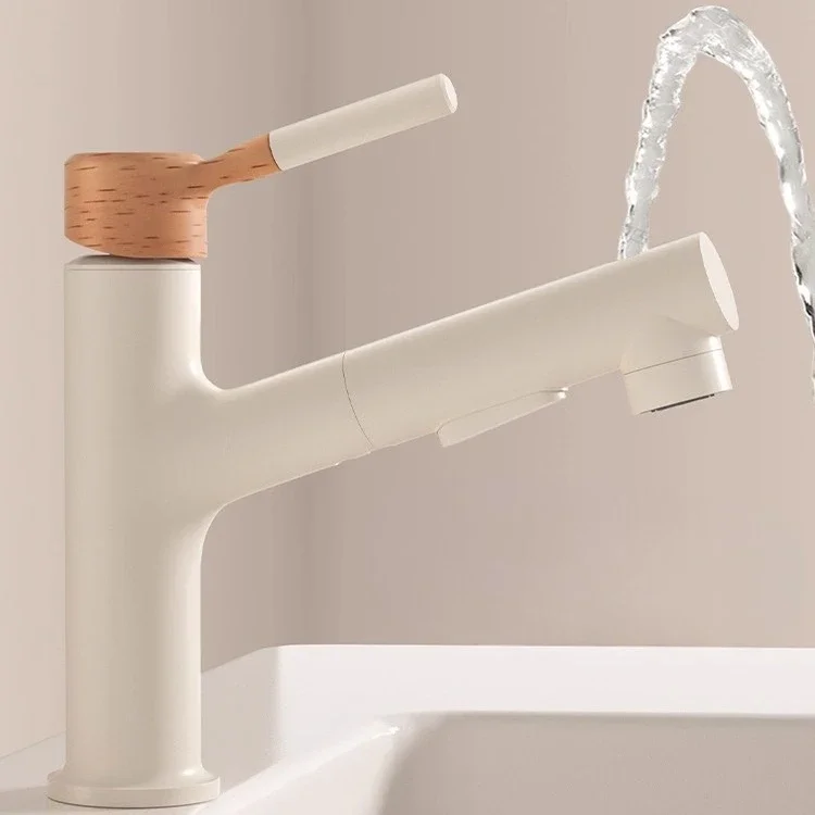 Cream wind refined copper white wash basin faucet household wash pull-out toilet basin hot and cold Taps G3/8 G1/2