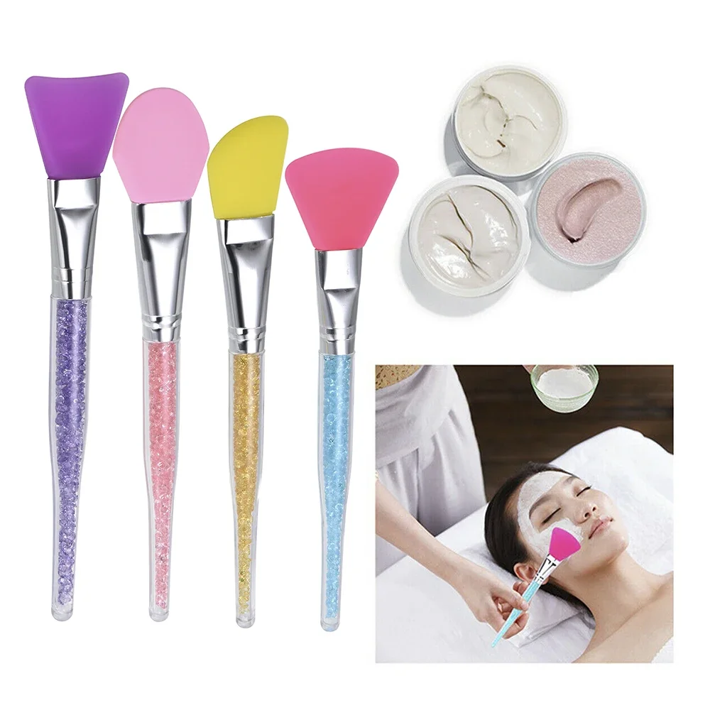 2024 Hot Sale Silicone Face Mask Brush for Facials Hairless Applicator Tools Rhinestone Handle