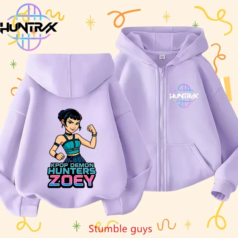 

Kpop Demon Hunters Kids Anime Zip Hoodie Spring Autumn Boys Girls Clothes Comfortable Toddler Wear