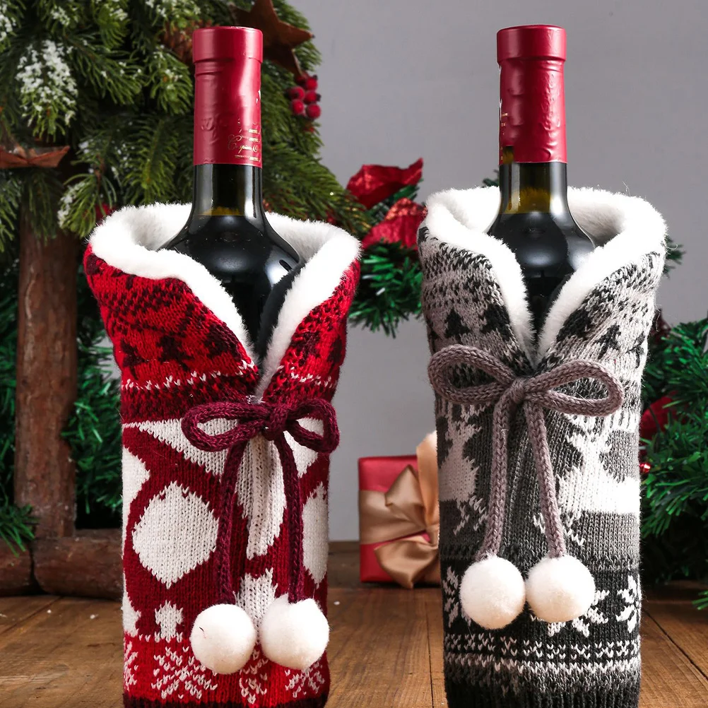 2 Pcs Bottle Cover Lovely Decoration Sock Christmas Covers Decorative Child