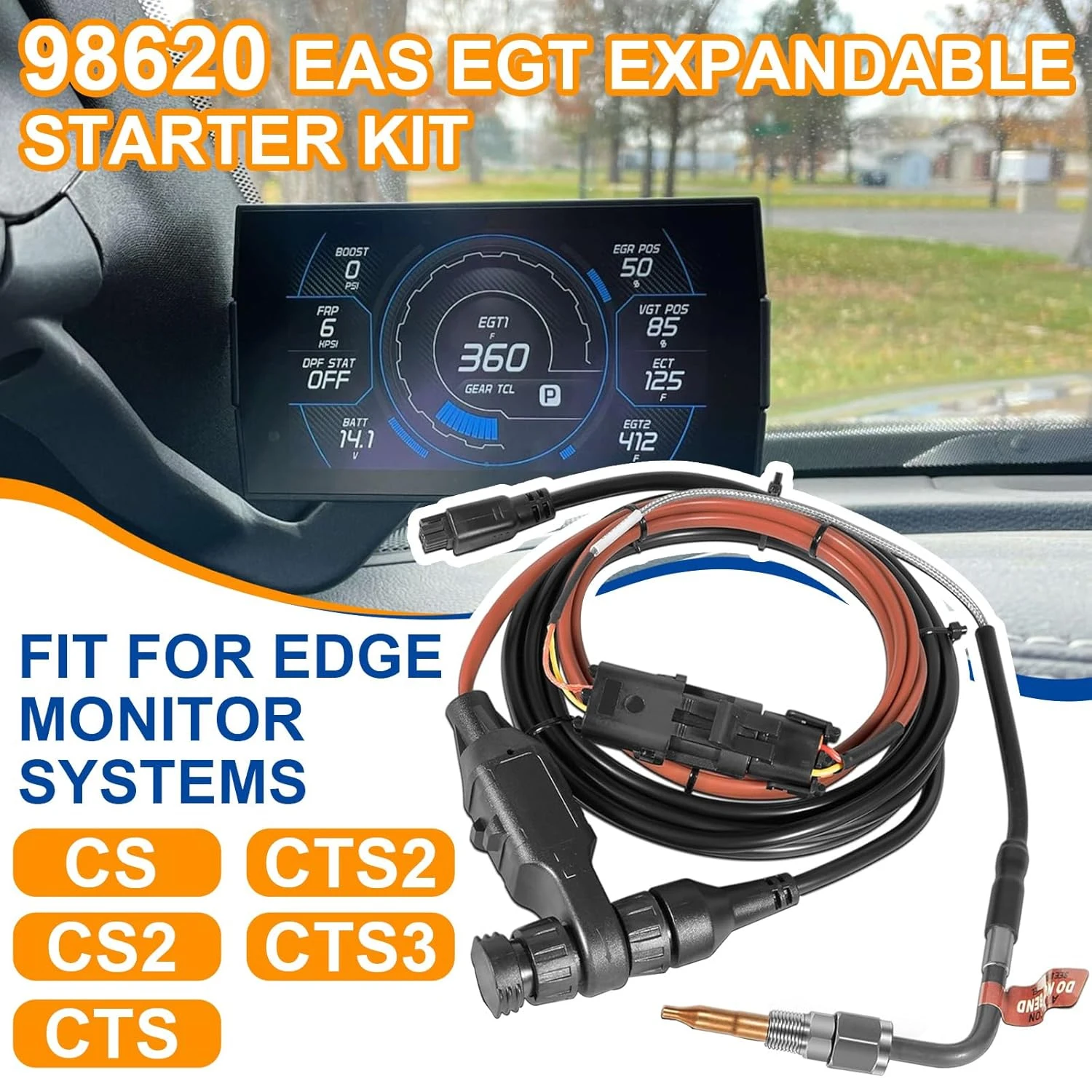 EAS EGT 98620 Model, Expandable Exhaust Gas Temperature Sensor with Probe and Cable for Edge CS CS2 CTS CTS2 CTS3 Systems