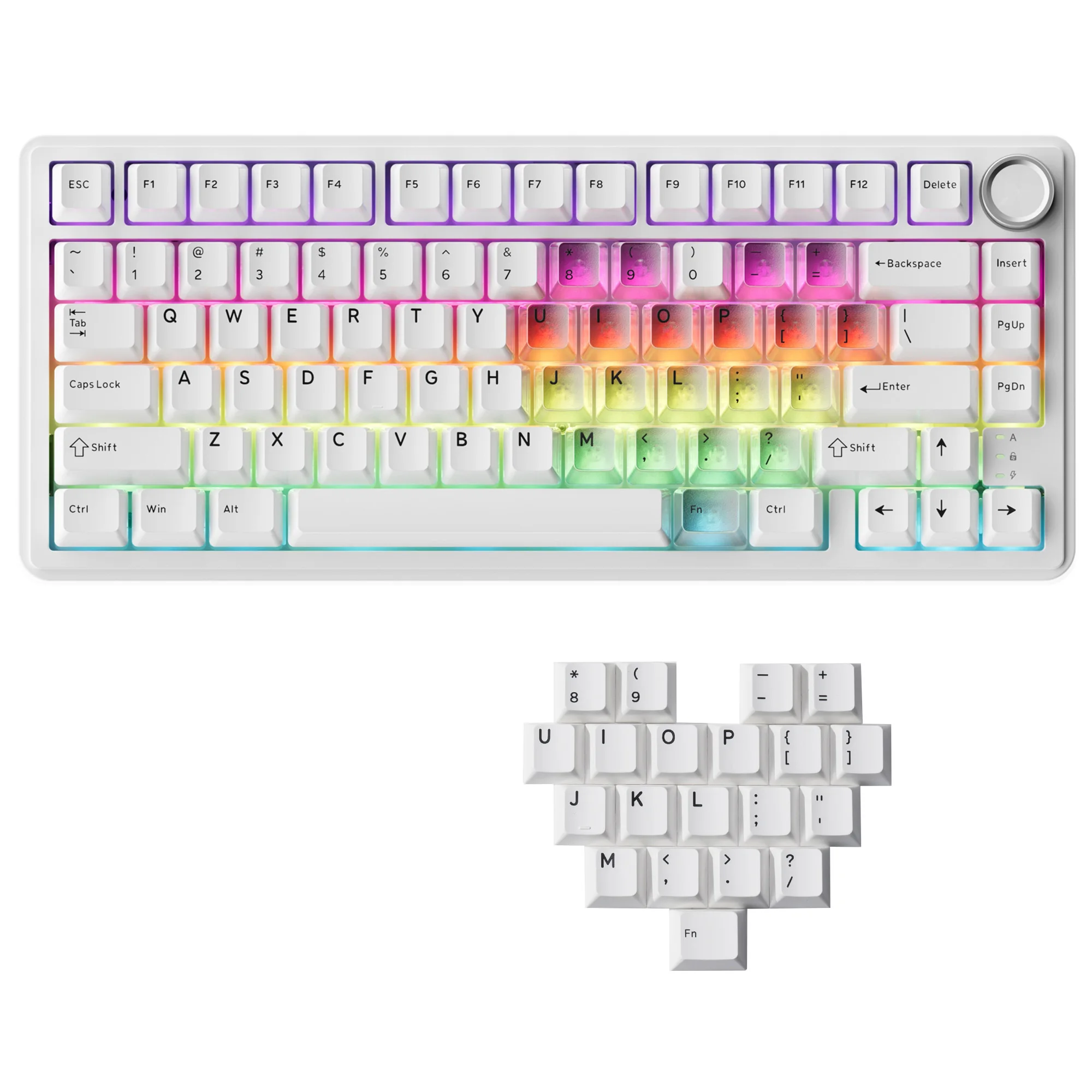 XVX M75 Lumina 75% Tri-Mode Gasket Wireless Mechanical Keyboard with Knob Hot Swappable RGB Backlits