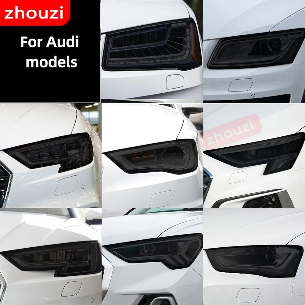 Smoked Black TPU Sticker Car Headlight Protective Film For Audi A3 8V S3 A4 B8 B9 A5 A6 S6 C8 A7 A8 D4 TT TTS Q3 Q5 Q7 Q8 RSQ8 