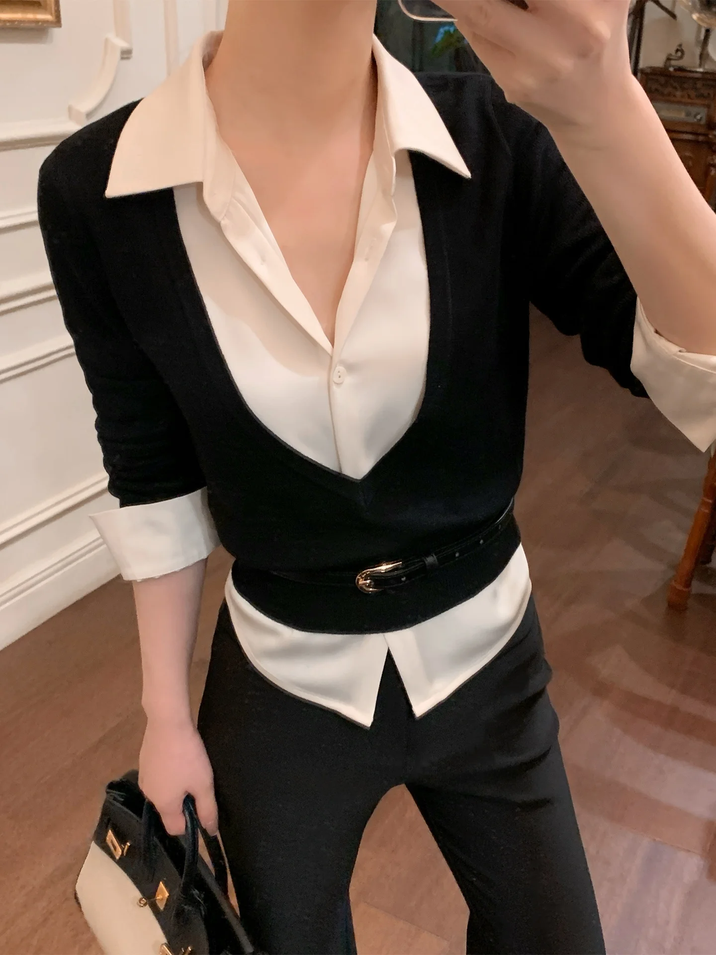 

Французская атласная женская блузка с длинным рукавом, светло-желтая, весенняя новинка, дышащая, приятная для кожи, прямого кроя, с воротником