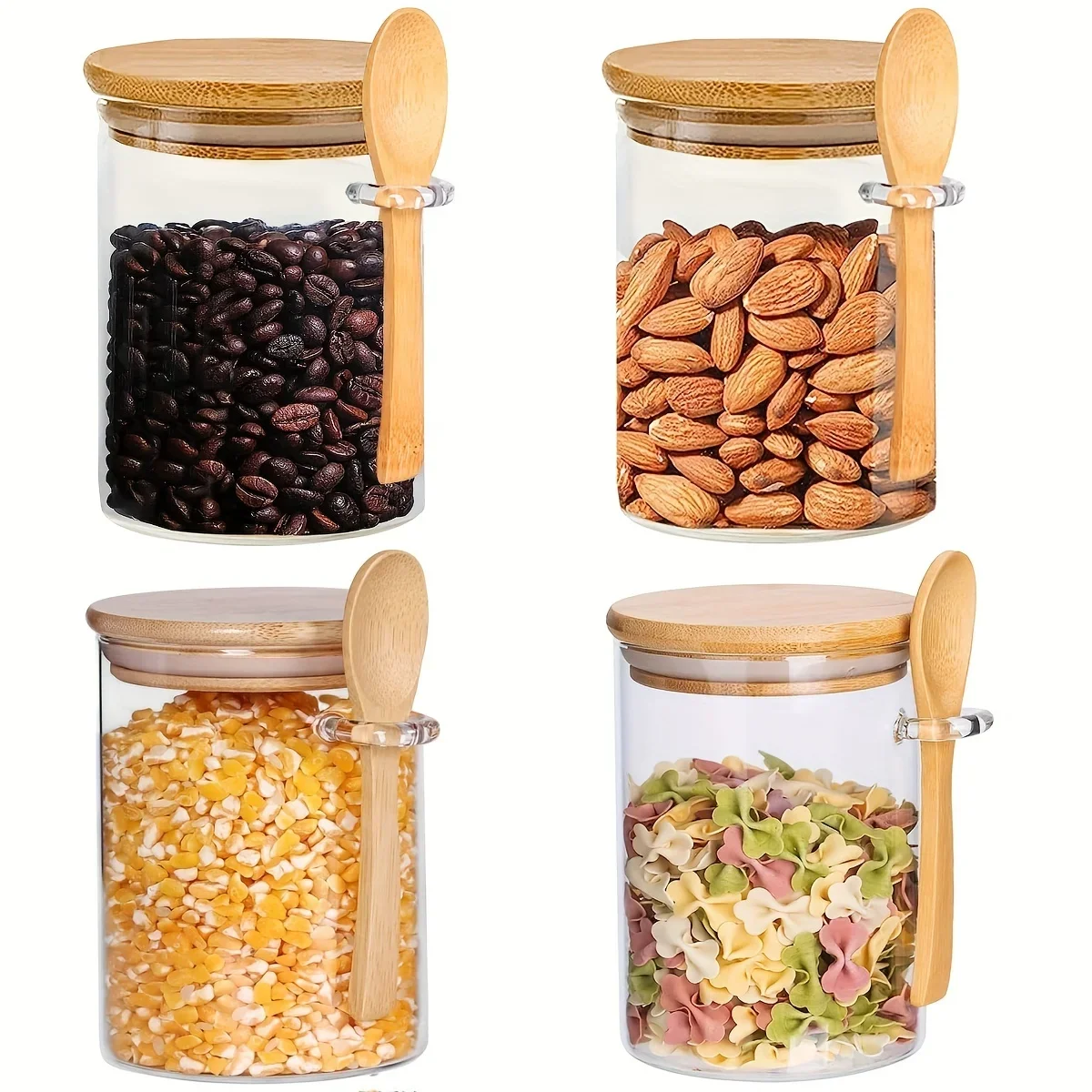 

Airtight Glass Jars With Lids And Spoons, Candy Jars With Lids, Clear Spice Jars, Small Food Storage Containers