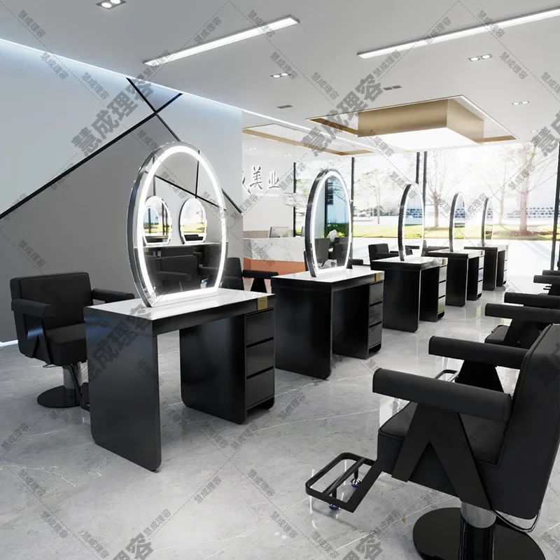 Special stainless steel for perm and dyeing with cabinet hairdressing mirror barber shop with light double-sided