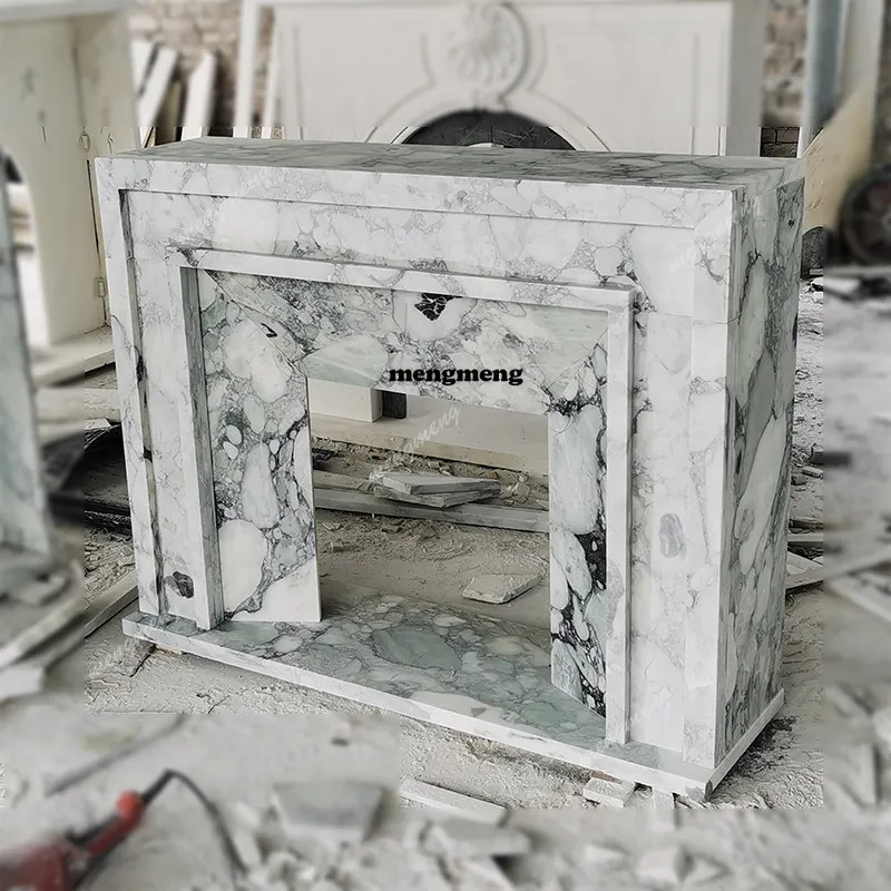 

French marble stone fireplace living room entrance decorative cabinet American simple fireplace