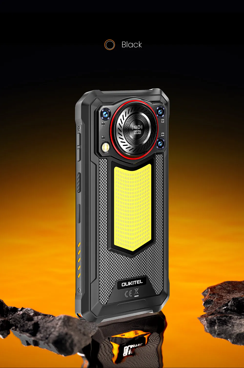 OUKITEL WP53 PRO Rugged Smartphone 50MP 24GB(8+16) 256GB 11000mAh Android 15 Camping Light loudspeaker 6.52" NFC Cell Phone