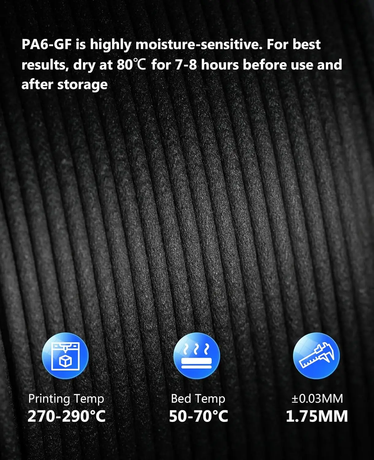 JAYO PA12-CF/PA6-CF/PA6-GF 1 كجم خيوط ألياف الكربون النايلون 1.75 مم، صلابة ممتازة، مناسبة للفضاء والصناعة #4