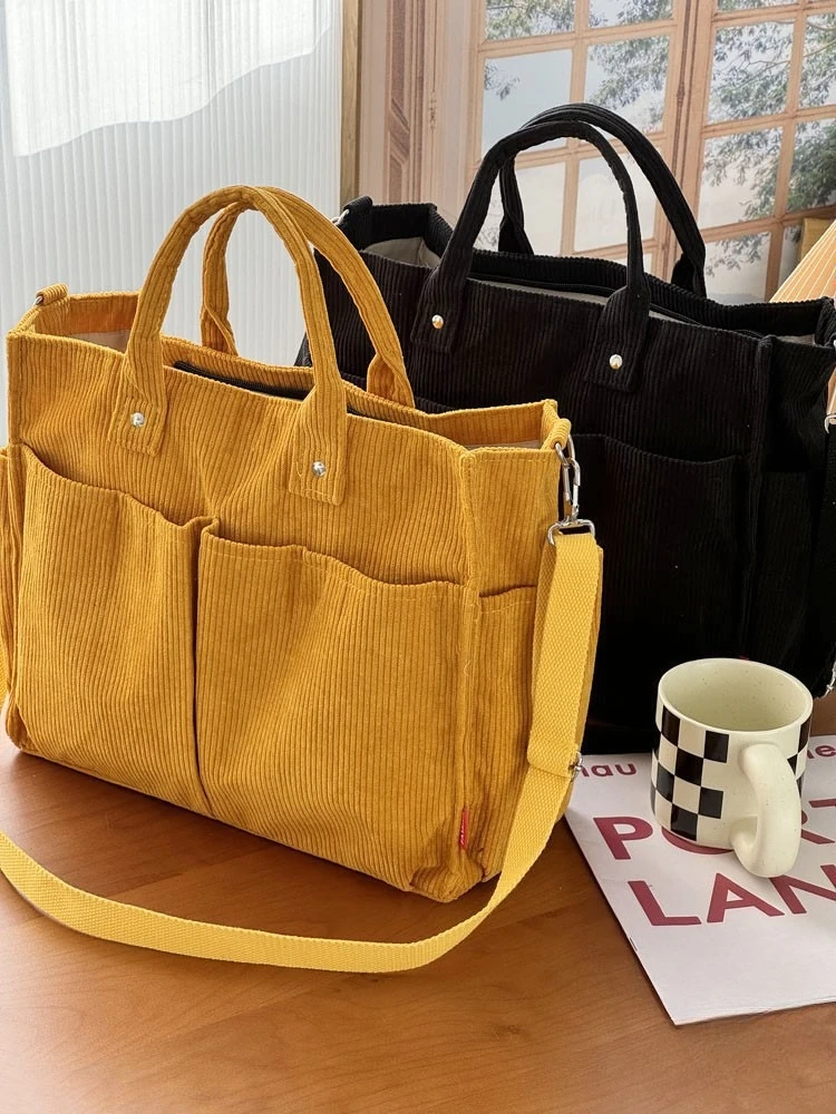 Warm Corduroy Tote Bag, Spacious Handbag Shopping Bag, Stylish & Practical Shoulder Bag, Casual Minimalist Single Crossbody Bags