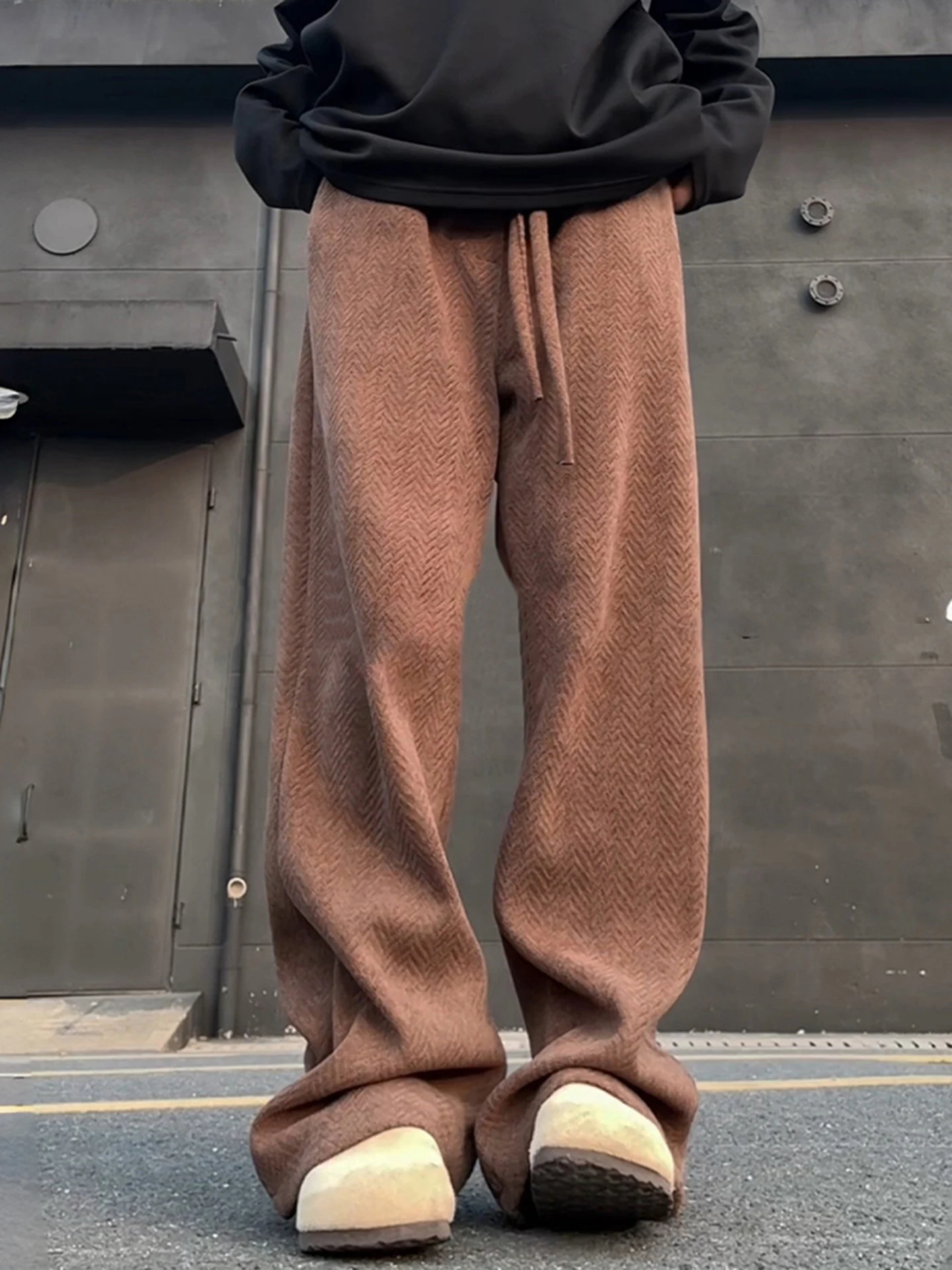 

Мужские повседневные спортивные брюки из вельвета прямого кроя, свободные, струящиеся, зимние, комфортные, свободного кроя, длинные