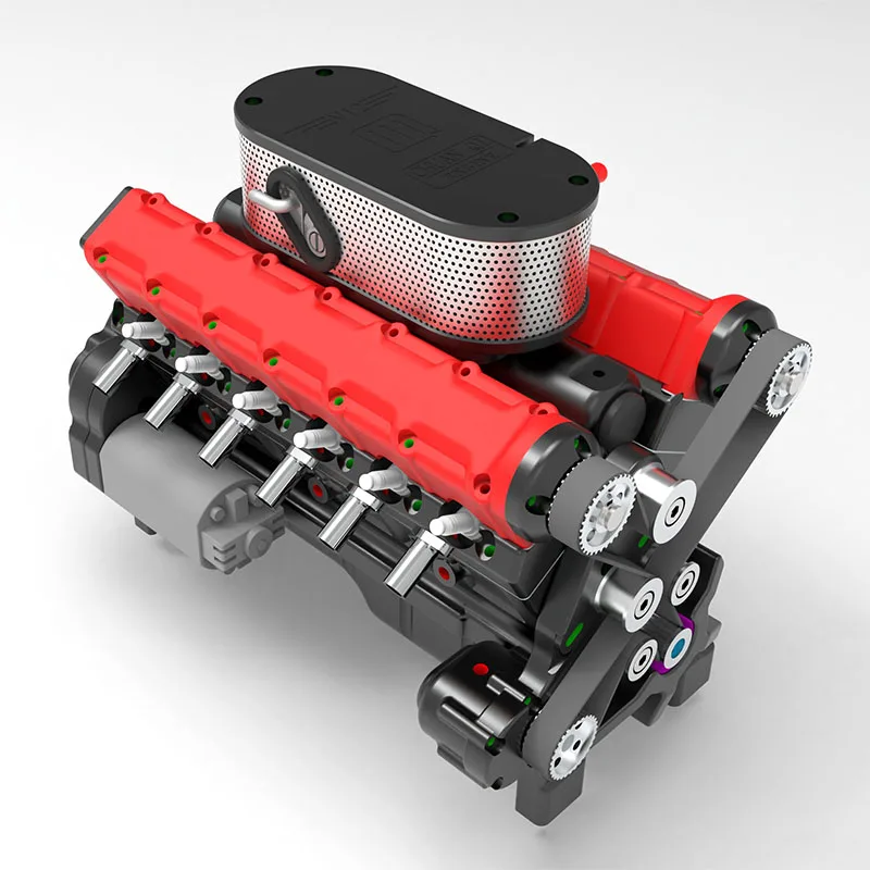 1/4 Scale V12 Engine Model Kit Metal Methanol Engine with CDI Igniter Micro Twelve-cylinder  Engine Mechanical Modification Toy