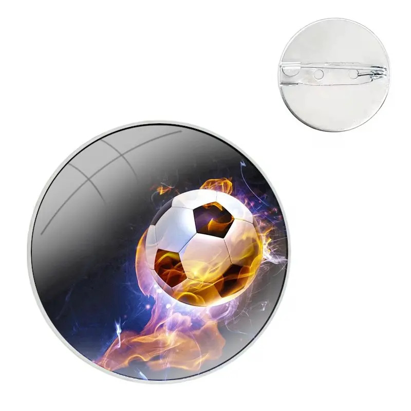 Pins Badge Metal Brooches For Clothes Backpack Decoration gift Fire Football Soccer Ball