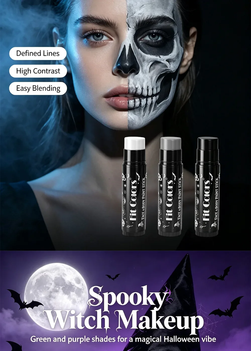 12 Farben Gesichts- und Körperfarbstifte Wasserfeste Matte Schwarze Weiße Mischbare Stifte Langanhaltende Make-up Halloween Kosmetik – Detail 7