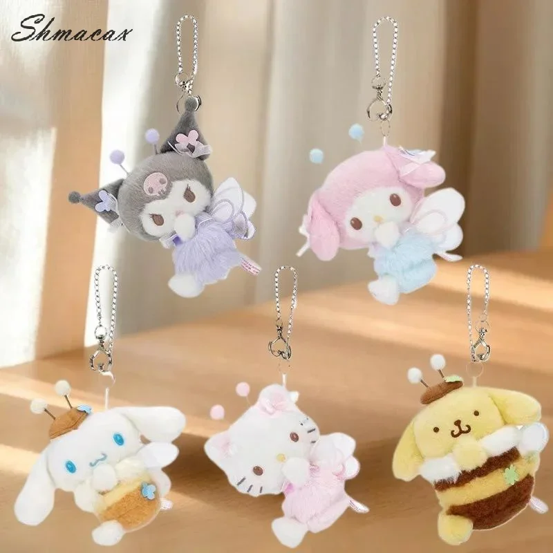 

Hello Kitty, Kuromi, Melody, Cinnamoroll Themed Bee Plush Toy Keychain; Stuffed Doll Backpack Decoration; Great Gift for Kids