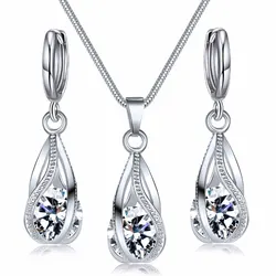 3pcs Necklace Earring Set Ladies Light Luxury Wind Copper Alloy Pendant Black Crystal Stone Ear Clip Section Combination Jewelry