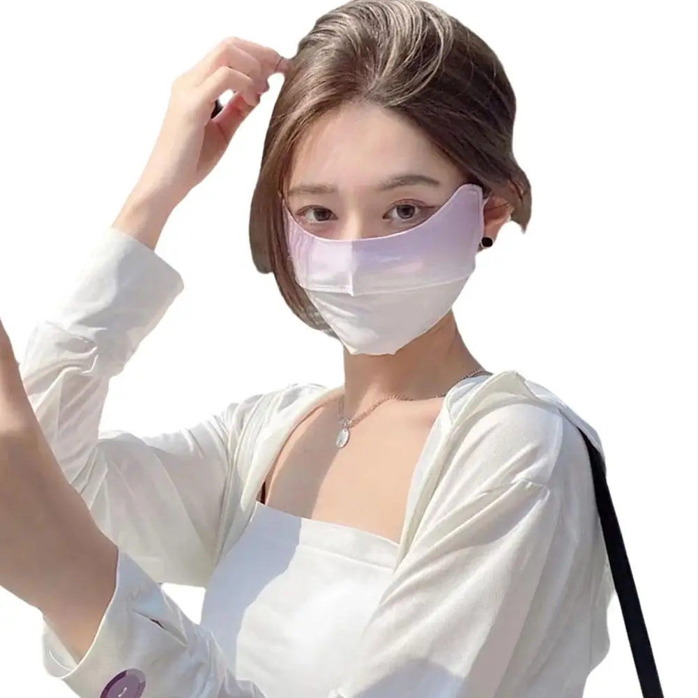 Maschera di seta di ghiaccio traspirante con protezione solare di colore sfumato per le donne maschera parasole Anti-ultravioletto protezione per il viso da ciclismo all'aperto N3J3