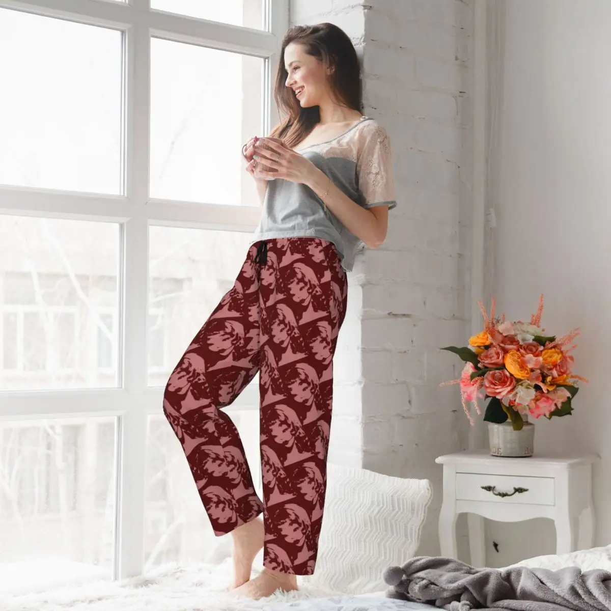 Custom Martinez Melanie Pajama Pants Sleepwear for Women Elastic Waistband Sleep Lounge Bottoms with Pockets view 6