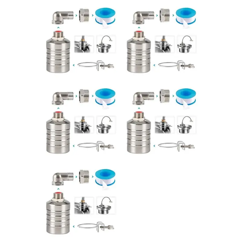 

Поплавковый клапан ABBO-5X, поплавковый клапан для воды с диаметром от 1/2 до 3/4 дюйма, полностью автоматический поплавковый клапан для контроля уровня воды из нержавеющей стали 304.